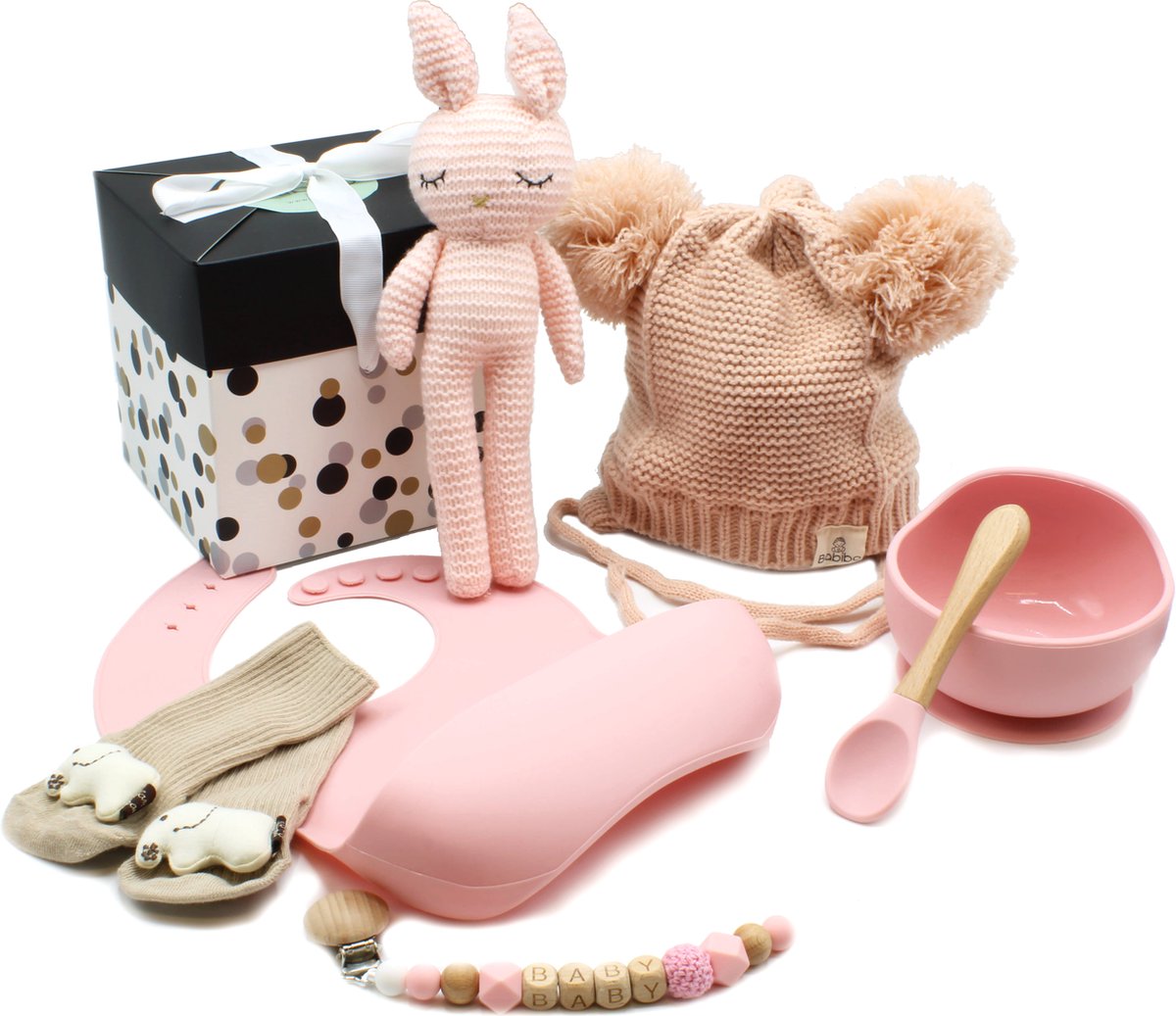 Geschenkset Baby Kraamcadeau Meisje Baby Cadeau Geboorte Cadeau Babyshower Baby Geschenkset Kraamcadeau Kraampakket Babibo 6 in 1 Kado Webshoplocatie